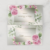 Waterverf Roze Bloemen Lijst Glanzend Bronzen Part (Buitenkant ongevouwen)