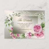 Waterverf Roze Bloemen Lijst Glanzend Bronzen Part Informatiekaartje (Voorkant)