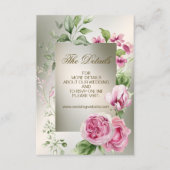 Waterverf Roze Bloemen Lijst Glanzend Bronzen Part Informatiekaartje (Voorkant)