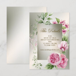 Waterverf Roze Bloemen Lijst Glanzend Bronzen Part Informatiekaartje