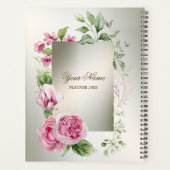 Waterverf Roze Bloemen Lijst Glanzend Bronzen Part Planner (Achterkant)