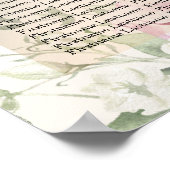 Waterverf Roze Bloemen Lijst Glanzend Bronzen Part Poster (Hoek)