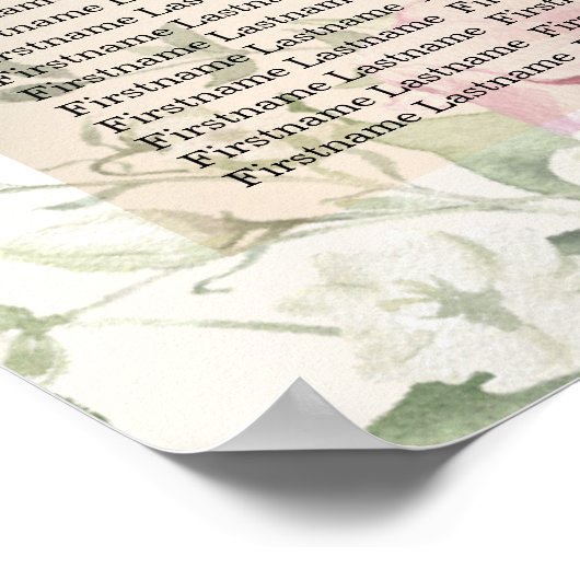 Waterverf Roze Bloemen Lijst Glanzend Bronzen Part Poster (Hoek)