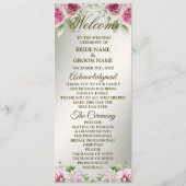 Waterverf Roze Bloemen Lijst Glanzend Bronzen Part Programma (Voorkant)