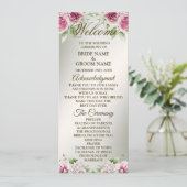 Waterverf Roze Bloemen Lijst Glanzend Bronzen Part Programma (Staand voorkant)