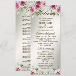 Waterverf Roze Bloemen Lijst Glanzend Bronzen Part Programma