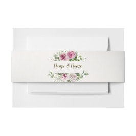 Waterverf Roze Bloemen Lijst Glanzend Bronzen Part Uitnodigingen Wikkel