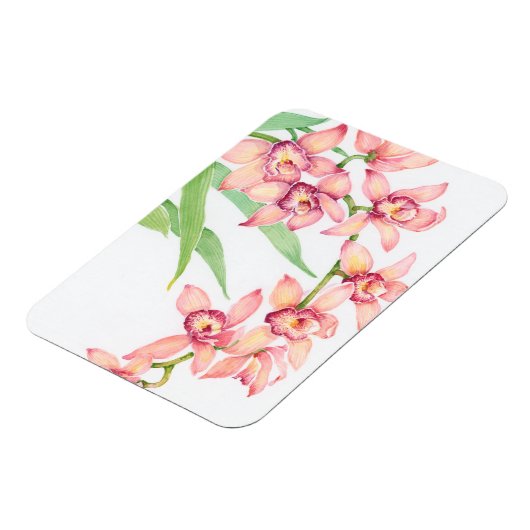 Waterverf Roze bloemen Magneet (Linkerzijde)