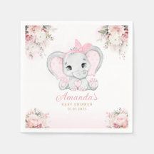 Waterverf roze bloemen olifant meisje baby shower