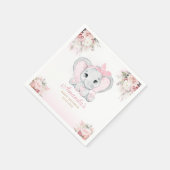 Waterverf roze bloemen olifant meisje baby shower servet (Hoek)