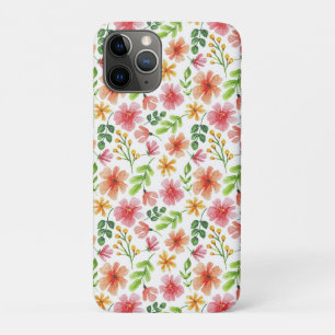 Waterverf Roze Bloemen Patroon iPhone 11 Pro Hoesje