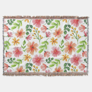 Waterverf Roze Bloemen Patroon Deken