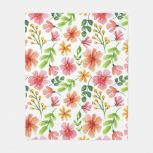 Waterverf Roze Bloemen Patroon Fleece Deken