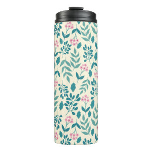 waterverf roze bloemen patroon koele vrouwen cadea thermosbeker