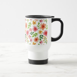 Waterverf Roze Bloemen Patroon Reisbeker