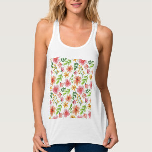 Waterverf Roze Bloemen Patroon Tanktop