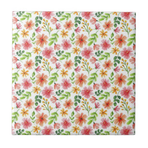 Waterverf Roze Bloemen Patroon Tegeltje