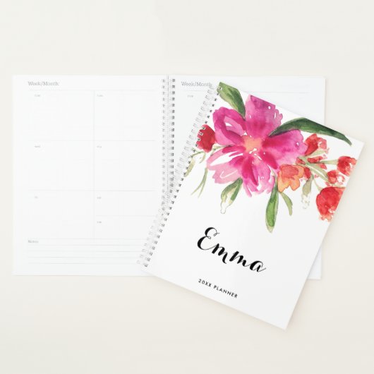 Waterverf Roze Bloemen Posy Gepersonaliseerde Plan Planner (Display)
