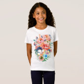 Waterverf roze bloemen t-shirt (Voorkant volledig)