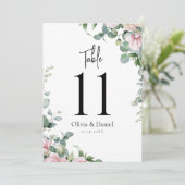 Waterverf Roze Bloemen Trouwtafel Nummers (Staand voorkant)