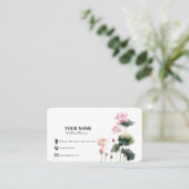 Waterverf Roze bloemen Visitekaartje (Staand voorkant)