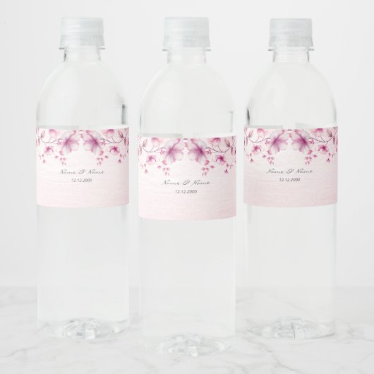Waterverf Roze Bloemen Waterflesje Label Waterfles Etiket (Flessen)