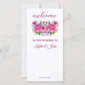 Waterverf roze bloemenboeket-bruiloft programma- (Voorkant)