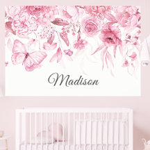 Waterverf Roze Bloemendruppel Baby Slaapkamer