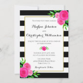  Waterverf roze bloemenstrepen bruiloft Kaart (Voorkant)