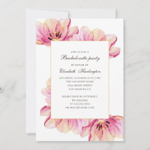 Waterverf roze bloemetjes. Bloemen vrijgezellenfee Kaart