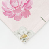 Waterverf roze bloemetjes rozen en pioenen fleece deken (Hoek)