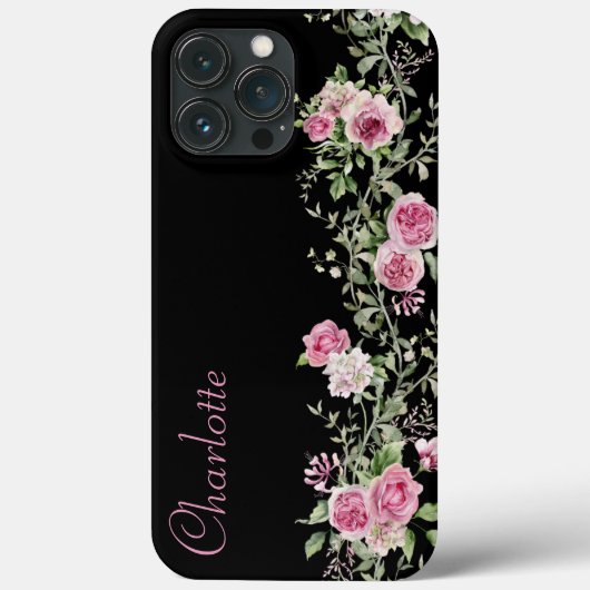 Waterverf roze bloemrand Case-Mate iPhone case (Achterkant)