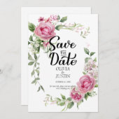 Waterverf Roze Bloemstuk Bruiloft Save The Date (Voorkant / Achterkant)