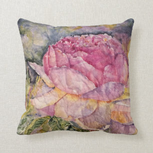 Waterverf Roze bloom Sierkussen