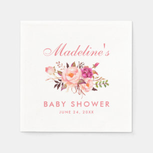 Waterverf Roze blozen Baby shower Servet
