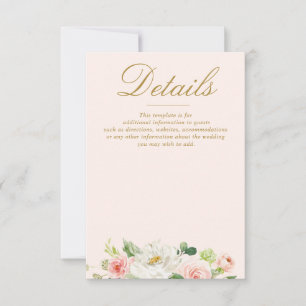 waterverf roze blush blooms bruiloft details kaart