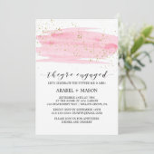 Waterverf Roze Blush en Gold Engagement Party Kaart (Staand voorkant)
