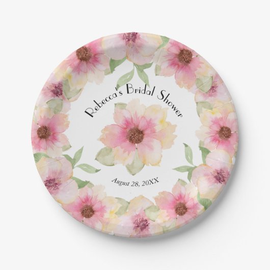 Waterverf Roze Blush Flowers Paper Bord (Voorkant)
