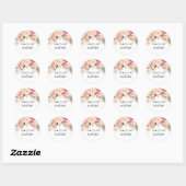 Waterverf Roze Blush Flowers Ronde Sticker (Vel)