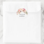 Waterverf Roze Blush Flowers Ronde Sticker (Tas)