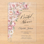 Waterverf Roze Blush Flowers Vrijgezellenfeest Acryl Uitnodigingen (Voorkant)