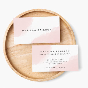 Waterverf   Roze Blush-minimalistische moderne Sca Visitekaartje