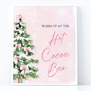 Waterverf Roze Bogen Kerstboom Hot Cocoa Bar Poster