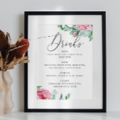 Waterverf roze boho floral bruiloft drink poster
