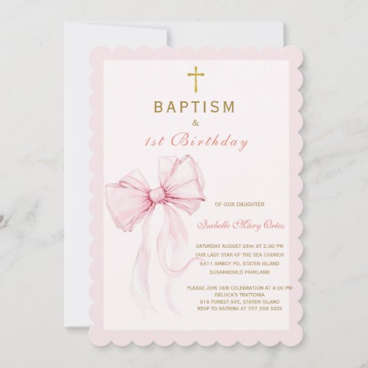 Waterverf Roze Boog Doop en Verjaardag Kaart (Voorkant)