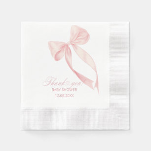 Waterverf roze boog lint meisje baby shower servet