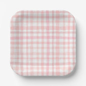 Waterverf Roze Borden van gingham-papier Papieren Bordje (Voorkant)