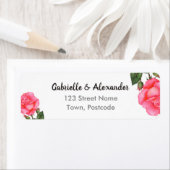 Waterverf Roze botanische Floral bruiloft Etiket (Insitu)