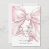 Waterverf Roze Bow Baby shower Kaart (Voorkant)