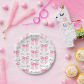 Waterverf Roze Bow Baby shower Papieren Bordje (Feest)